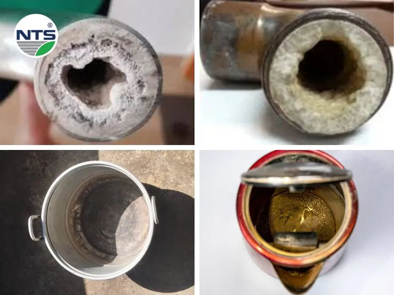 Hình ảnh thể hiện dấu hiệu một số ảnh hưởng của nước cứng